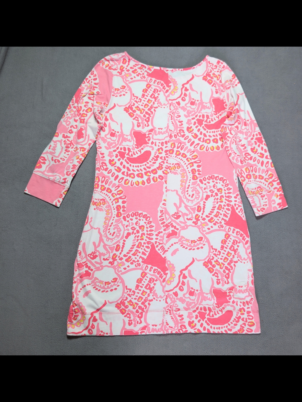 Lilly Pulitzer Pink & White Printed Mini Dress Marlowe Size M w 3/4 Sleeves